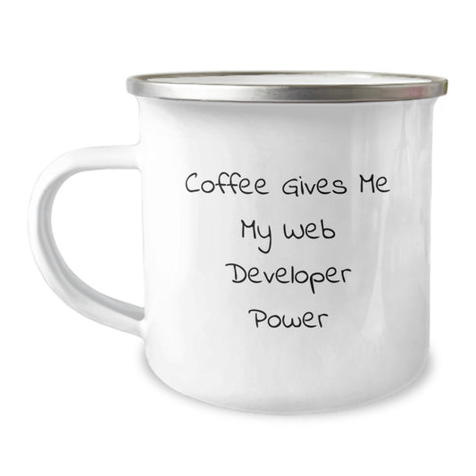Funny Web Developer Gifts for Men - Camping Mug - Coffee Gives Me My Web Developer Power - Graduation Unique Gifts from Friends to Family - Image 1