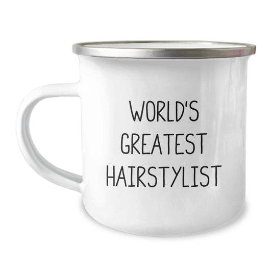 Gifts from Friends to the World's Greatest Hairstylist - Funny Graduation Unique Gifts for Hairstylists Camping Mug - Image 1