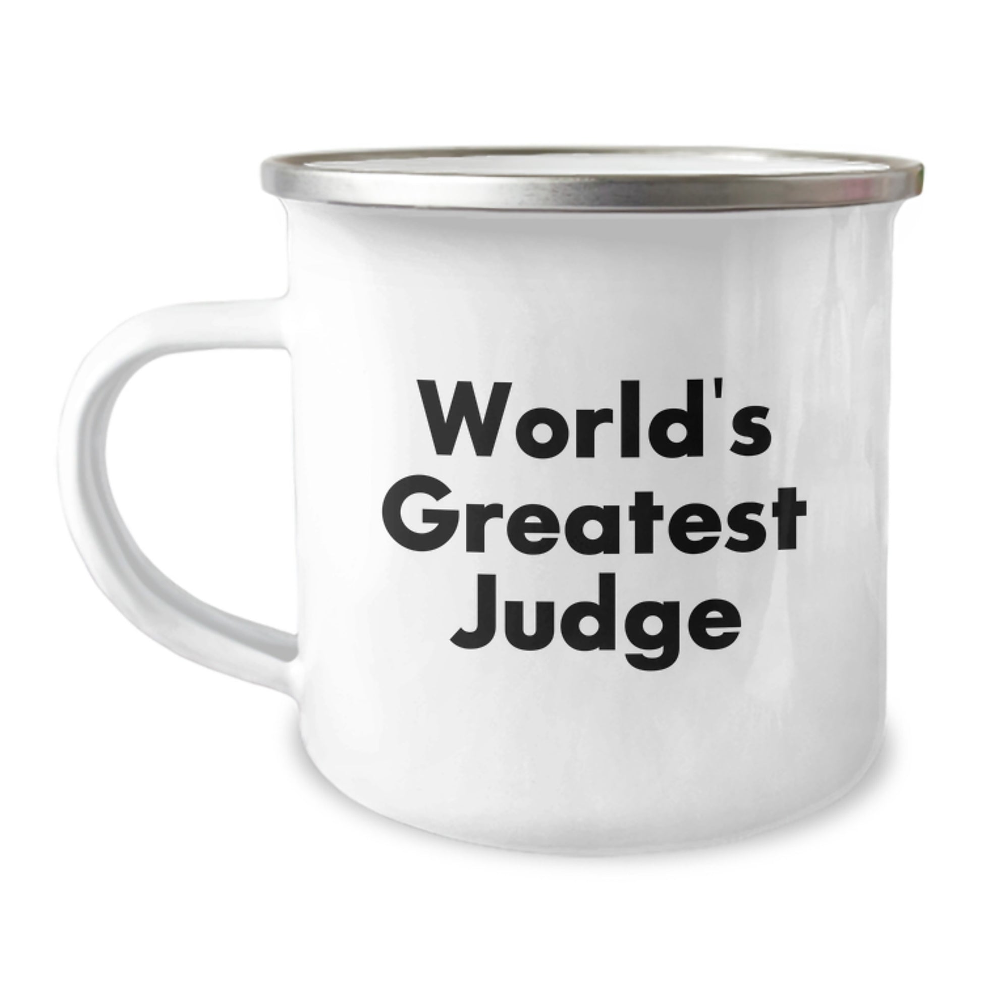 Funny World's Greatest Judge Gift for Judge Friends Camping Mug, Ideal Gift for Judge, Men, Women, Coworkers, Family - Funny Judge Quote Enamel Camping Mug - Image 1