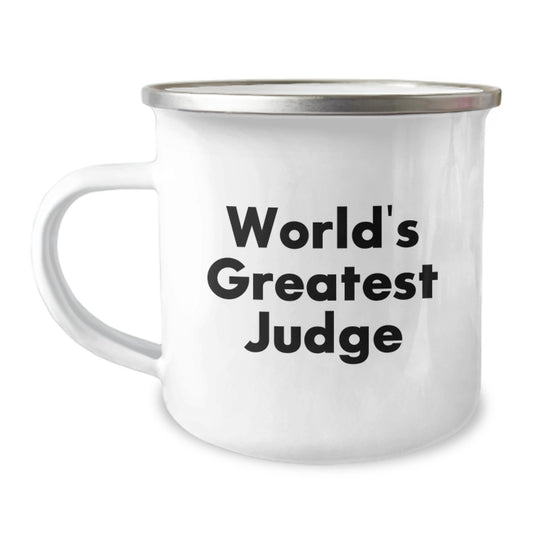 Funny World's Greatest Judge Gift for Judge Friends Camping Mug, Ideal Gift for Judge, Men, Women, Coworkers, Family - Funny Judge Quote Enamel Camping Mug - Image 1