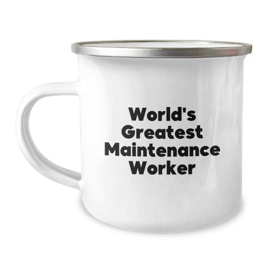 Keepsake Camping Mug Gift for Him - World's Greatest Maintenance Worker - Image 1