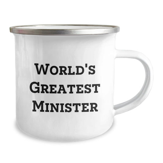 Funny 'World's Greatest Minister' Camping Mug Gifts for Minister Friends - Unique Father's Day Unique Gifts from Men - Image 2