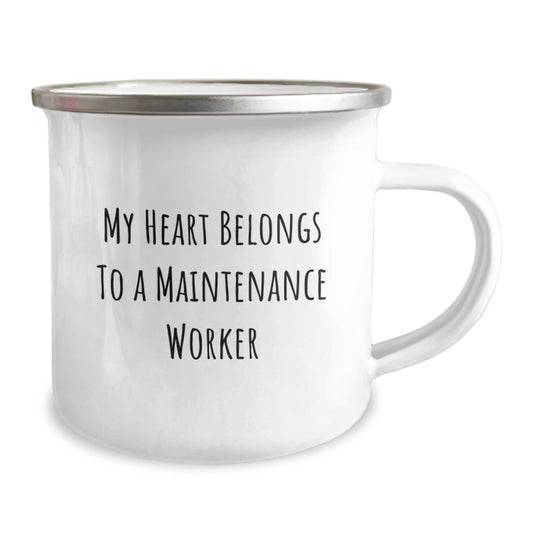 Funny Maintenance Worker Gifts from Friends, Personalized Camping Mug My Heart Belongs To A Maintenance Worker for Men Graduation Unique Gifts - Image 2