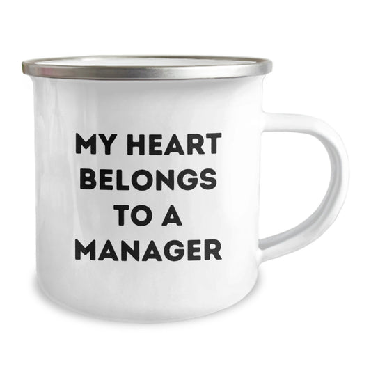 Funny Manager Gifts from Men, Cute Camping Mug for Graduation Unique Gifts, 'My Heart Belongs To A Manager' Quote - Image 2