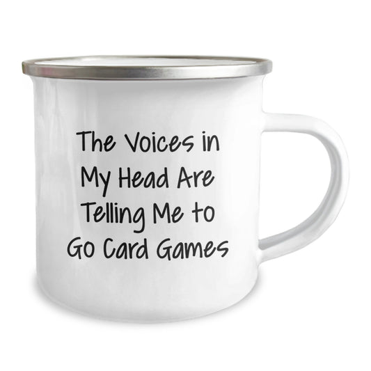 Funny Card Games Inspired Gifts from Men for Women Graduation Unique Camping Mug, The Voices In My Head Are Telling Me To Go Card Games - Image 2