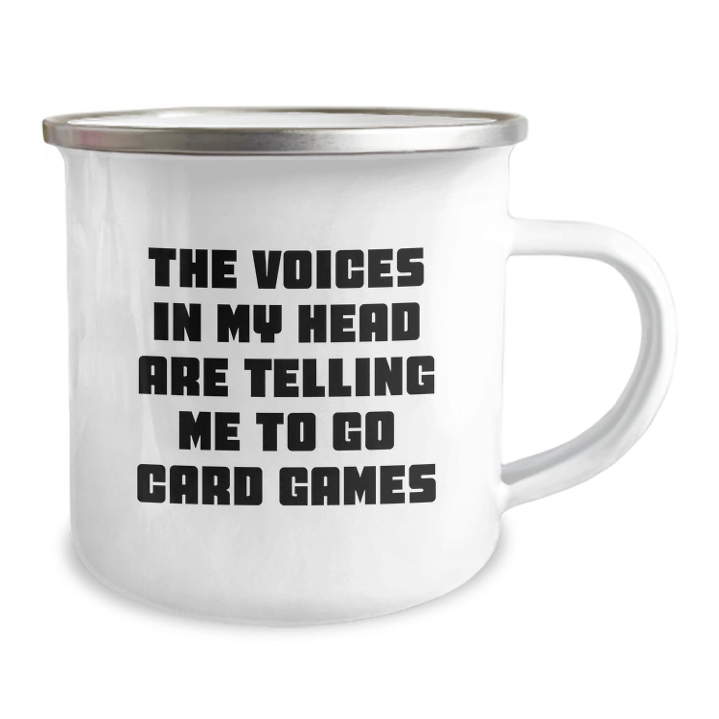Funny Card Games Camping Mug for Graduates, Gifts from Friends or Family, The Voices In My Head Are Telling Me To Go Card Games, Perfect Fun Card Games Gift - Image 2