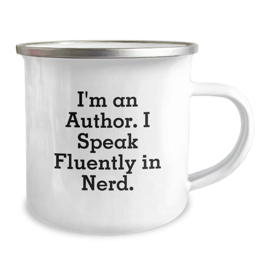 Funny Author Gifts for Men Birthday Unique Camping Mug, 'I Speak Fluently In genius.' Quote Ceramic Mug for Authors, Writers, genius Lovers, Office Desk, Home Decor - Image 2