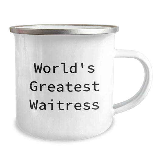 World's Greatest Waitress Gifts Unique Graduation Ideas for Waitress Men and Women Camping Mug from Friends and Family - Image 2