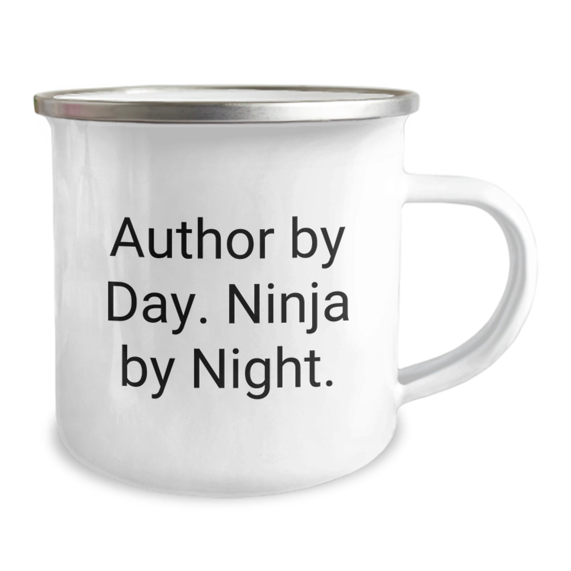 Author Gifts from Men for Author - Valentine's Unique Camping Mug, 'Author By Day. Ninja By Night.' Funny Quote, 12 oz Stainless Steel Enamel Finish - Image 2