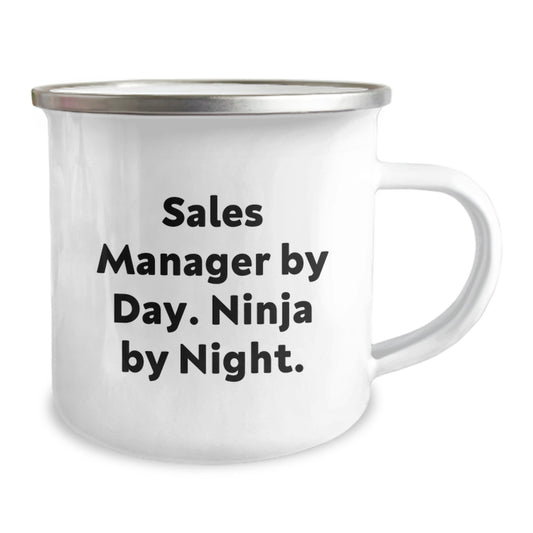 Funny Sales Manager Gifts for Him, Camping Mug with 'Sales Manager By Day. Ninja By Night.' Quote, Unique Graduation Gifts from Friends - Image 2