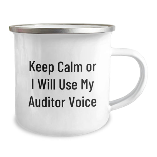 Funny Auditor Gifts for Men from Family - Keep Calm Or I Will Use My Auditor Voice - Unique Camping Mug for Mother's Day - Image 2