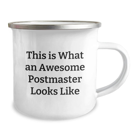 Funny Postmaster Gifts from Men to Postmaster for Graduation Unique Gifts - Camping Mug with This Is What An Awesome Postmaster Looks Like Quote, Stainless Steel with Enamel Finish - Image 2