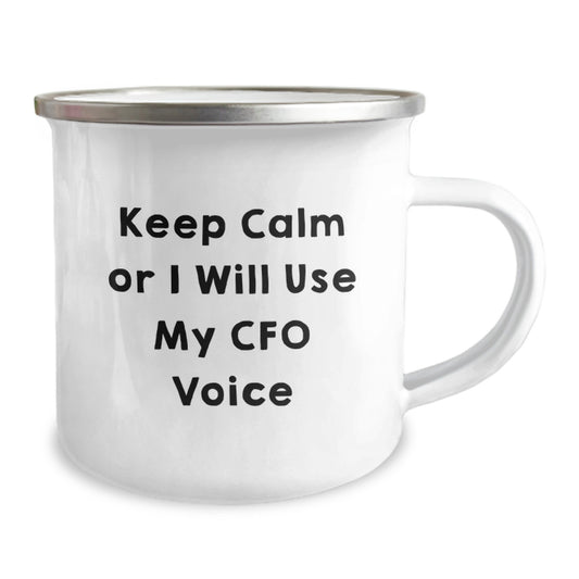 Funny CFO Gifts for CFO, Birthday Unique Gifts from Friends, Funny Camping Mug - Keep Calm Or I Will Use My Cfo Voice - Image 2