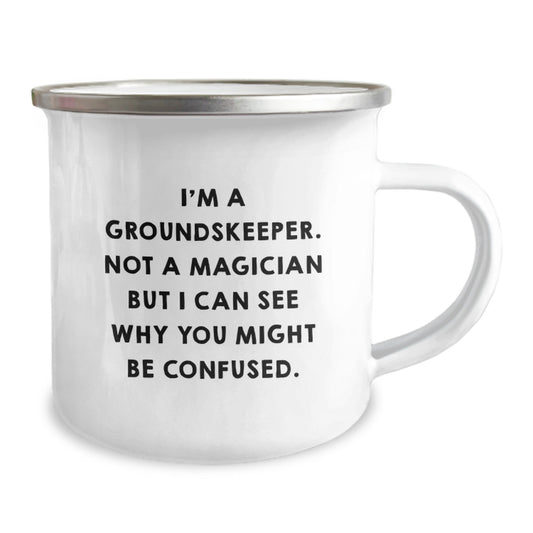 groundskeeper Gifts from Family - Funny Graduation Unique Gifts for groundskeeper Men Camping Mug 'I'm A groundskeeper. Not A Magician' - Image 2