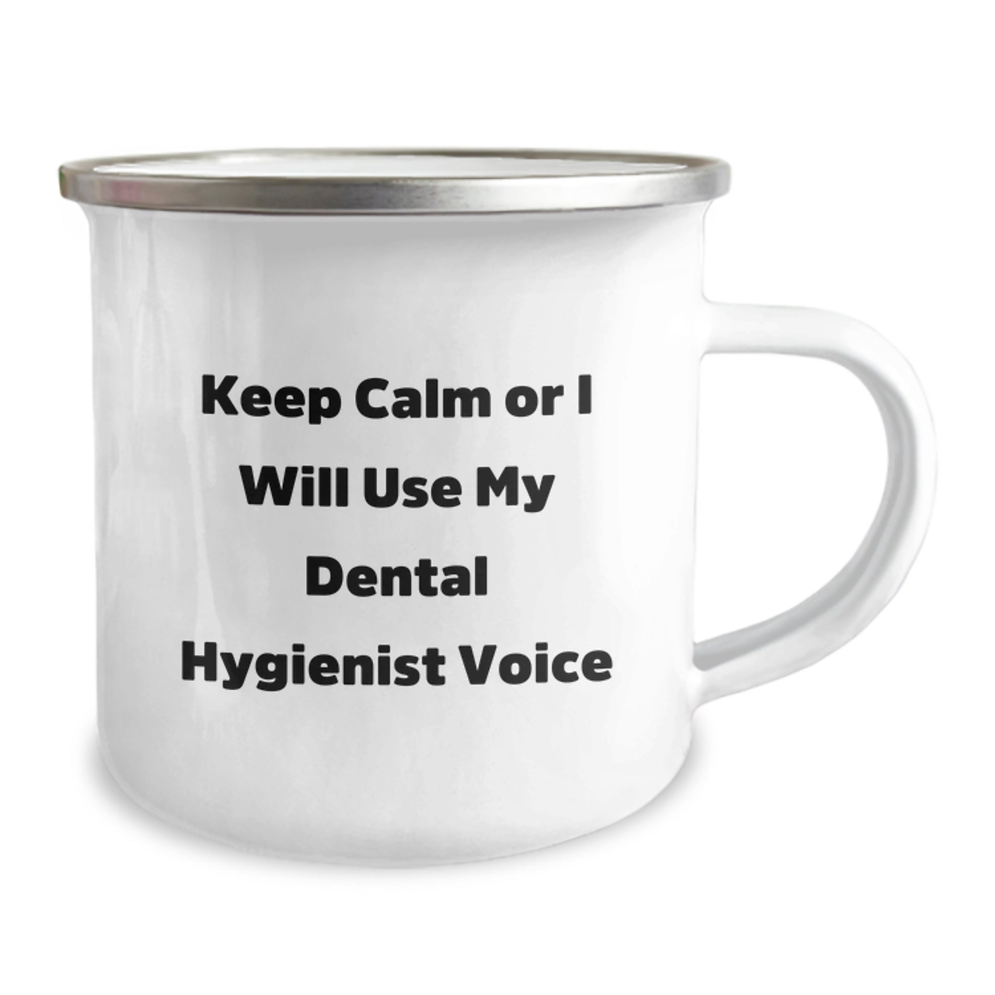 Funny Gifts from Friends to Family - Keep Calm Or I Will Use My Dental Hygienist Voice, Humorous Dental Hygienist Gifts for Graduation, Camping Mug for Men Women - Image 2