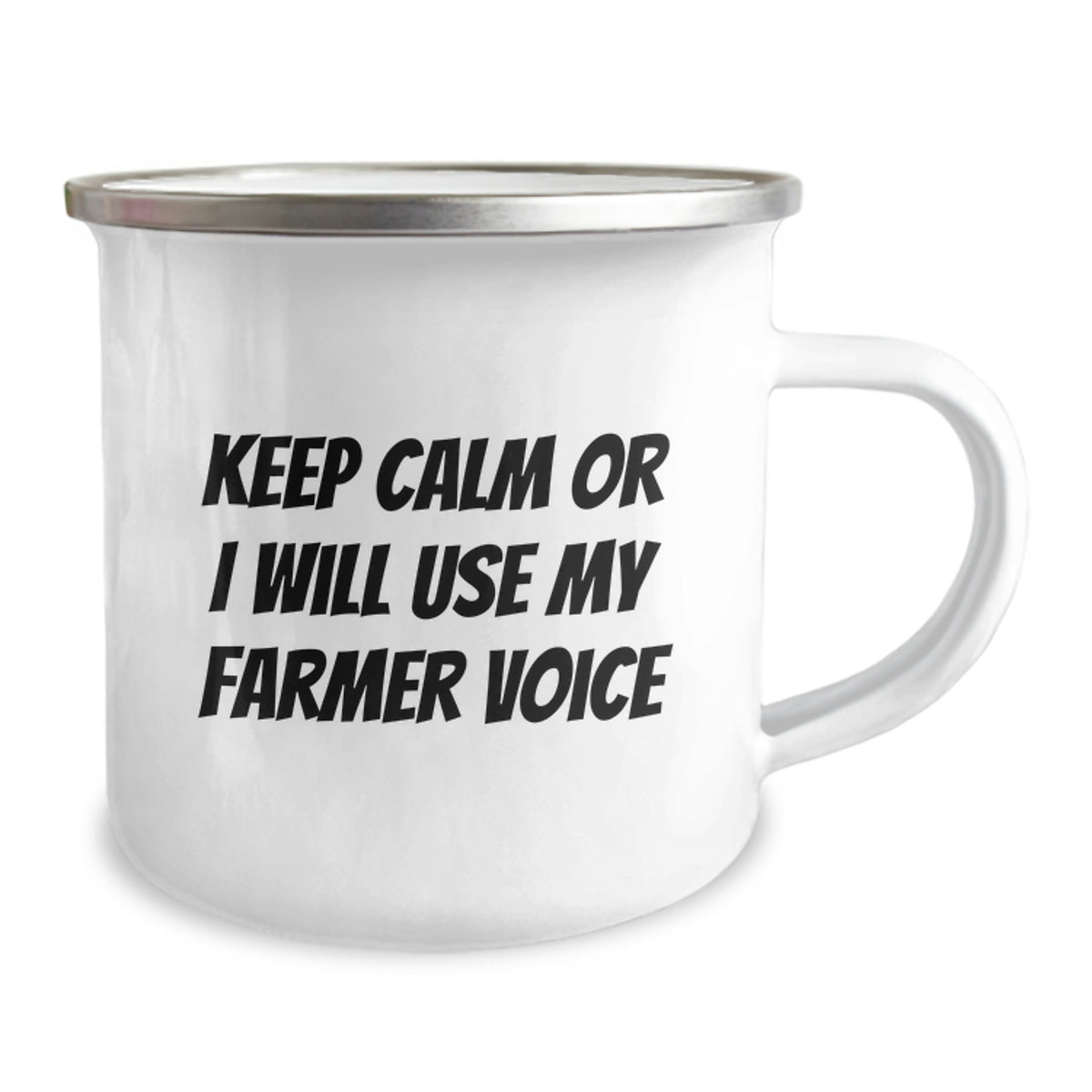 Funny Farmer Gifts from Friends for Birthday Unique Camping Mug with Keep Calm Or I Will Use My Farmer Voice - Image 2