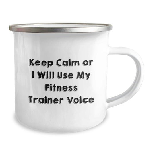 Funny Fitness Trainer Gifts for Men, Birthday Unique Gifts from Friends to Fitness Trainers, Funny Camping Mug Keep Calm Or I Will Use My Fitness Trainer Voice - Image 2