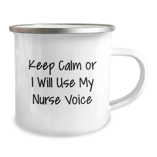 Nurse Mug Keepsake Gift for Him 'Keep Calm Or I Will Use My Nurse Voice' - Image 2