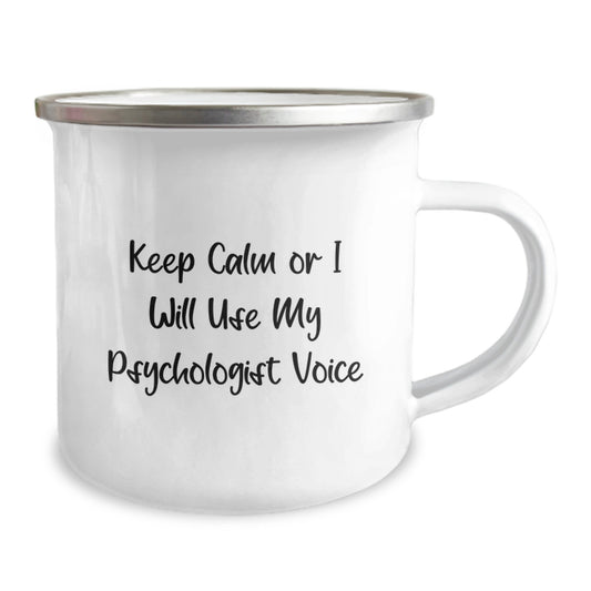 Funny Psychologist Gifts from Men - Keep Calm Or I Will Use My Psychologist Voice - Camping Mug for Psychologist on Father's Day - Image 2