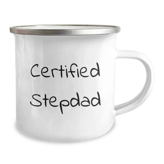 Funny Stepdad Gifts for Men - Certified Stepdad Camping Mug, Birthday Unique Gifts, Gifts from Family to Stepdad, 12 oz Stainless Steel with Enamel Finish - Image 2