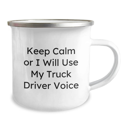 Truck Driver Gifts, Funny Truck Driver Mugs, Unique Graduation Gifts for Men, Keep Calm Or I Will Use My Truck Driver Voice Camping Mug - Image 2