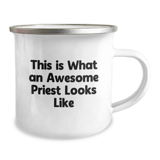 Funny Priest Gifts for Men, Unique Birthday Unique Gifts from Friends, This Is What An Awesome Priest Looks Like Camping Mug - Image 2