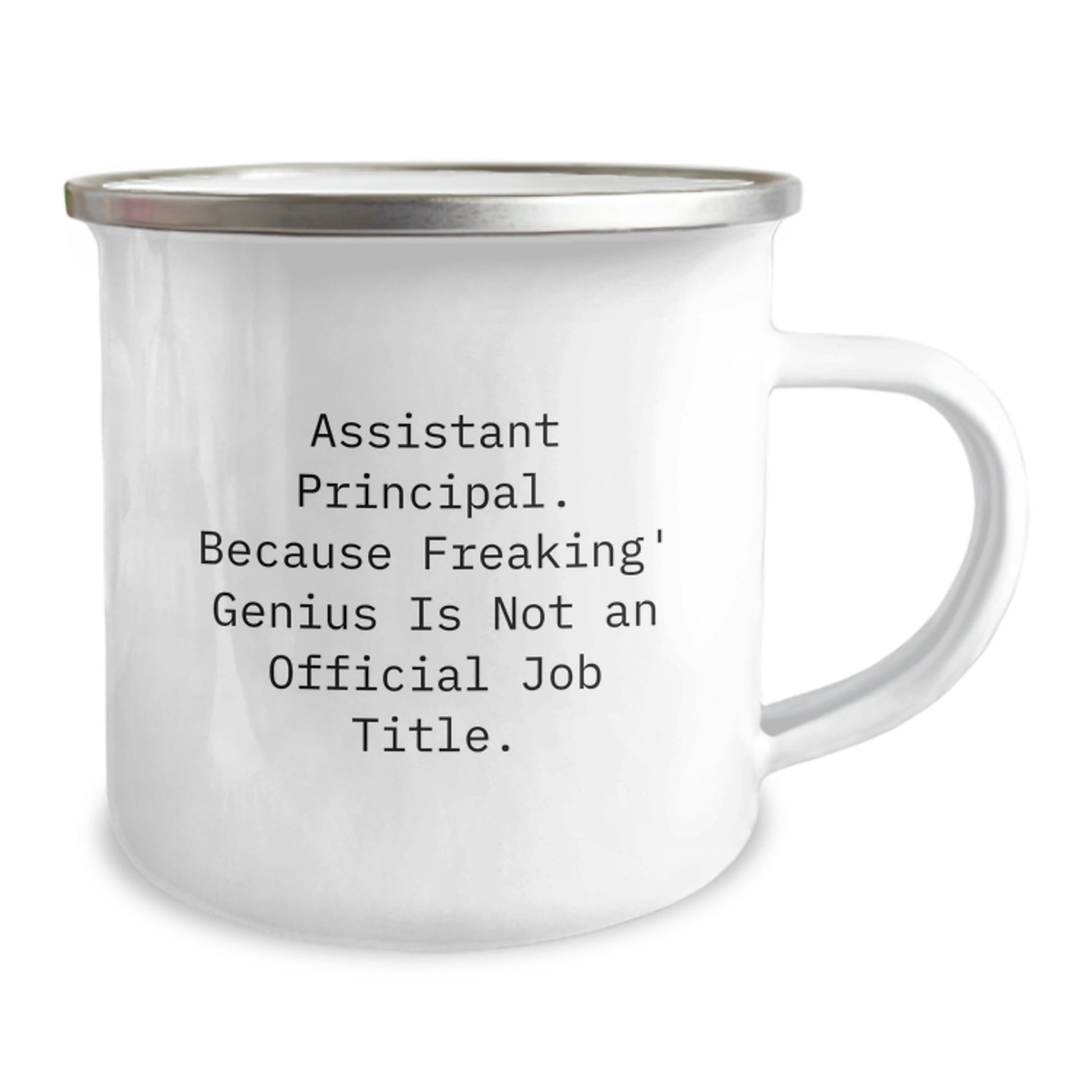 Funny Gifts from Friends and Family for Assistant Principals - 'Assistant Principal. Because Freaking' genius Is Not An Official Job Title.' Camping Mug, 12 oz Stainless Steel with Enamel Finish - Image 2