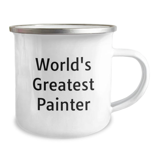 Funny World's Greatest Painter Gifts from Family for Graduation Unique Camping Mugs, Painter Funny Quote Enamel Stainless Steel 12 oz Cup - Image 2
