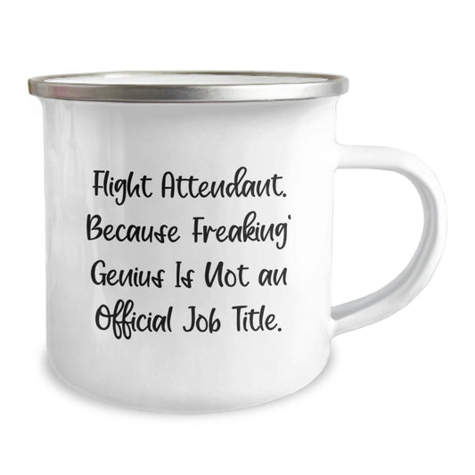 Flight Attendant Camping Mug, Unique Gifts for Flight Attendant Women from Friends and Family, Funny Quote 'Flight Attendant. Because Freaking' genius Is Not An Official Job Title.' - Image 2