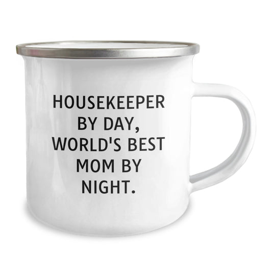 Housekeeper By Day World's Best Mom Birthday Camping Mug Gifts from Family - Image 2
