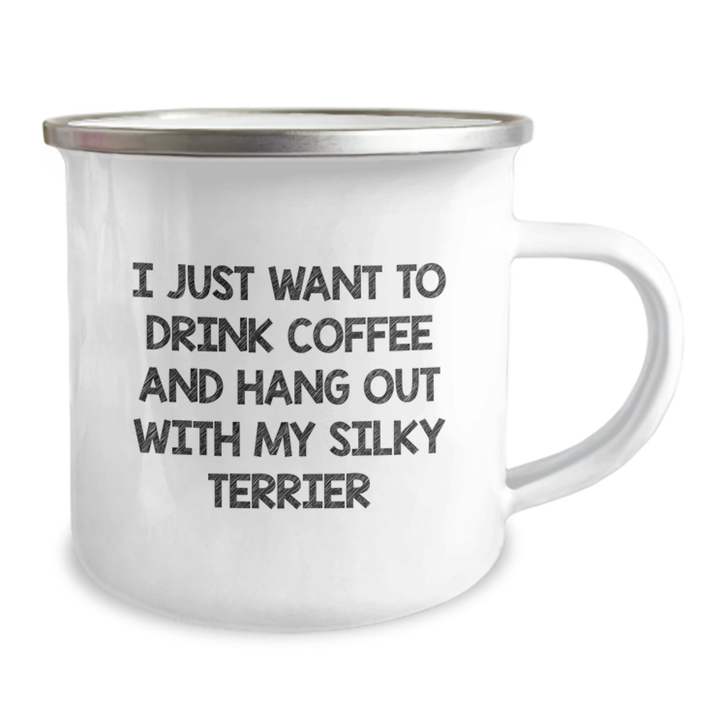 Funny Silky Terrier Dog Gifts for Men from Friends, Valentine's Unique Mugs for Coffee Lovers, I Just Want To Drink Coffee And Hang Out With My Silky Terrier - Image 2