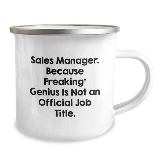 Sales Manager Keepsake Camping Mug Gift for Him - Freaking' Genius Quote - Image 2