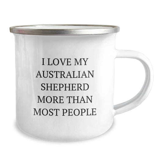 Funny Australian Shepherd Dog Birthday Unique Gifts from Friends to Family Members - I Love My Australian Shepherd More Than Most People Camping Mug for Men Women - Image 2