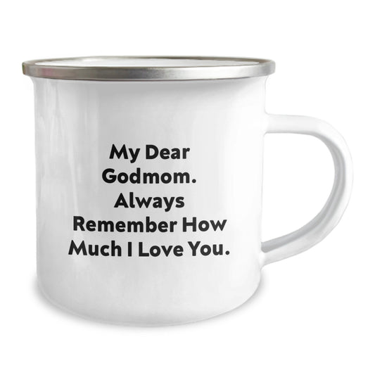 Godmom Keepsake Camping Mug Birthday Gift for Him Heartfelt Enamel 12oz - Image 2