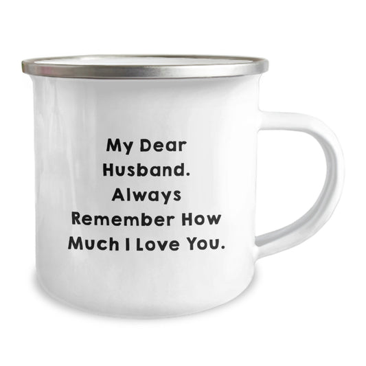 Funny Husband Quotes Camping Mug Gifts from Women for Husband on Graduation, Heartfelt Encouragement for Men, Enamel 12 oz Stainless Steel - Image 2