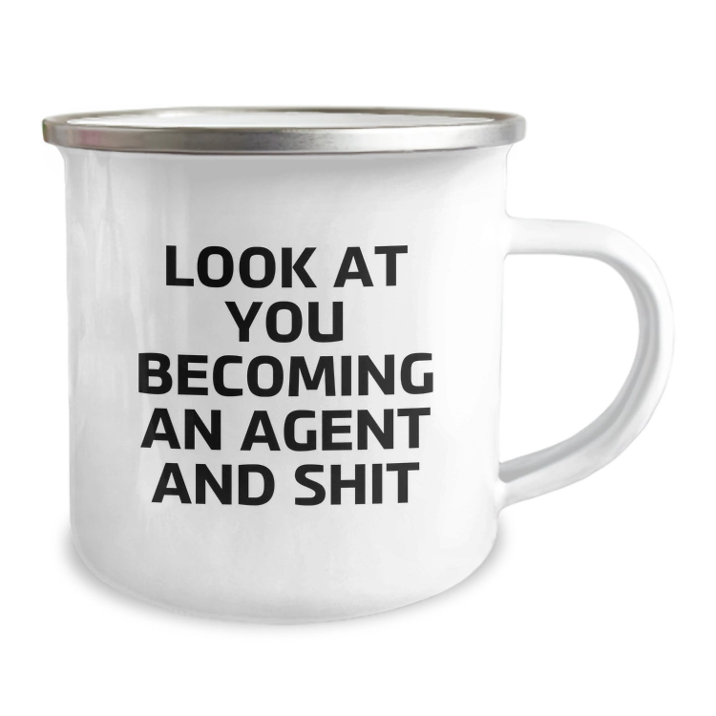 Funny Agent Gifts from Friends for Agent Graduation Unique Camping Mug with 'Look At You Becoming An Agent And Shit' Quote - Image 2
