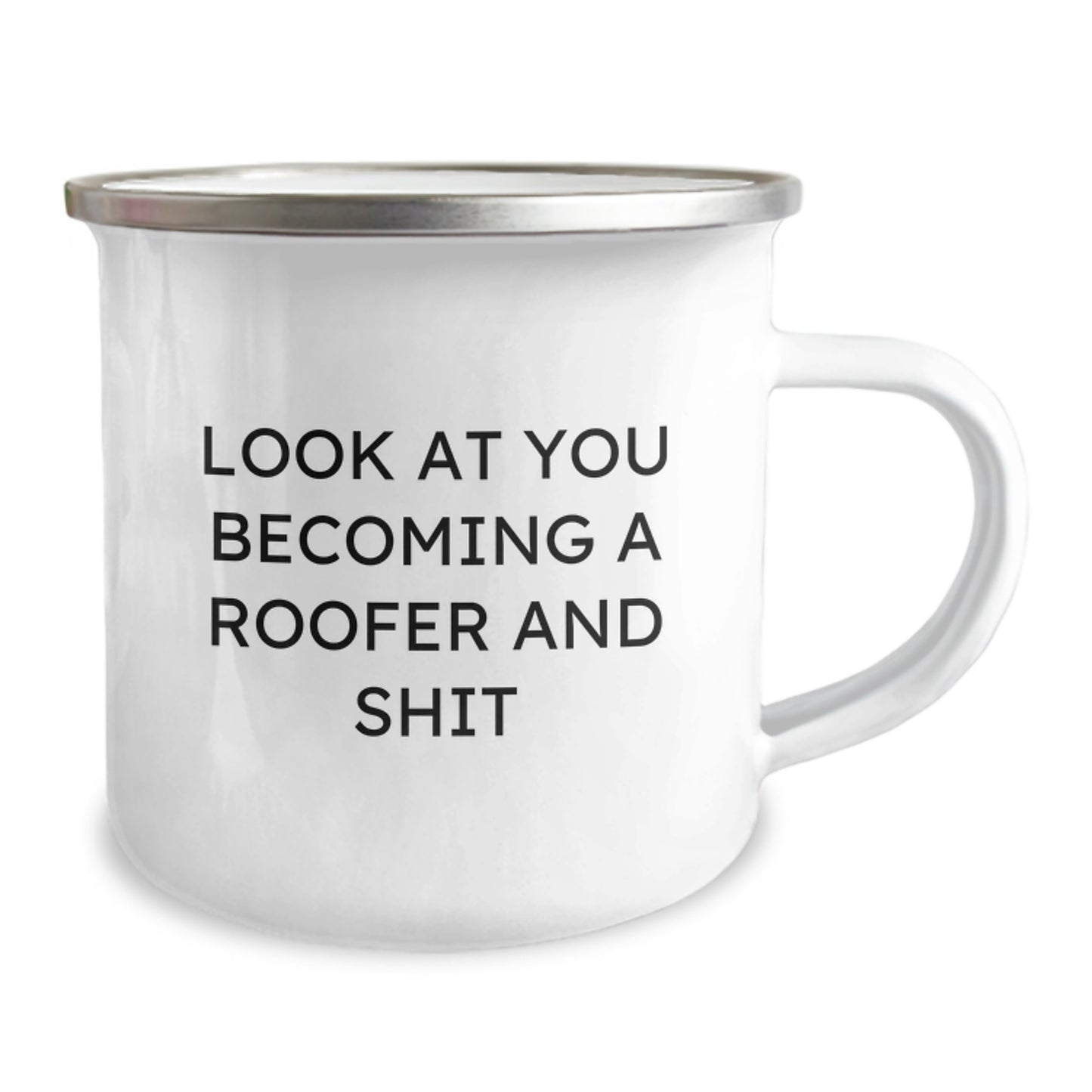 Roofer Keepsake Camping Mug for Him Birthday Gift 12oz Enamel - Image 2