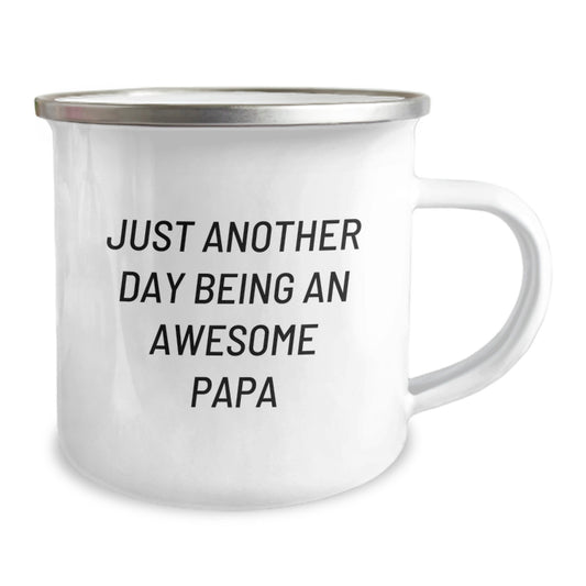 Graduation Unique Gifts for Papa, Funny Camping Mug with Quote 'Just Another Day Being An Awesome Papa', Gifts from Family - Image 2