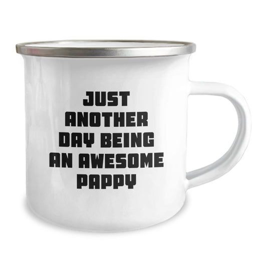 Funny Pappy Gifts, Birthday Unique Mugs for Pappy, Just Another Day Being An Awesome Pappy Stainless Steel Camping Mug - Image 2