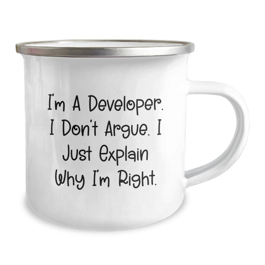 Funny Developer Gifts from Friends for Men on Mother's Day - Developer Quote Camping Mug, 12 oz Stainless Steel - Image 2