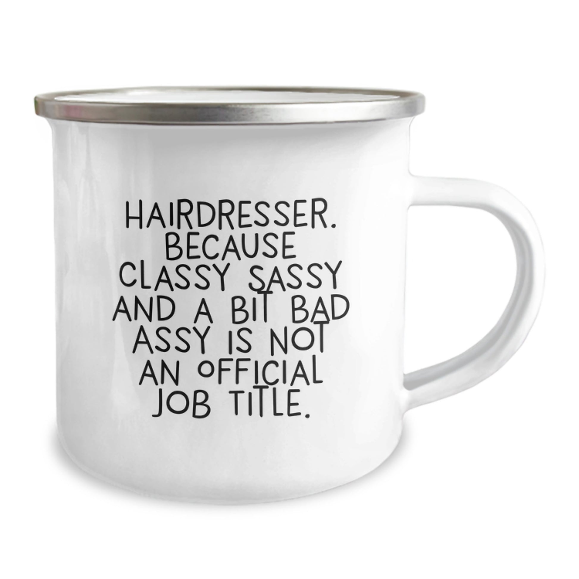 Hairdresser Gifts from Family - Funny Graduation Unique Camping Mug - 12 oz Stainless Steel with Enamel Finish, Permanent Printing - Gifts for Hairdresser - Image 2