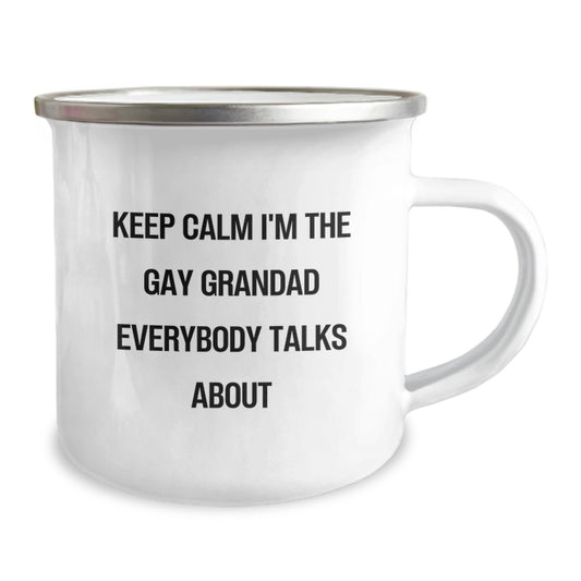 Funny Grandad Gifts from Men, Unique Mother's Day Unique Gifts for Grandad, Stainless Steel Camping Mug Keep Calm I'm The Gay Grandad Everybody Talks About - Image 2