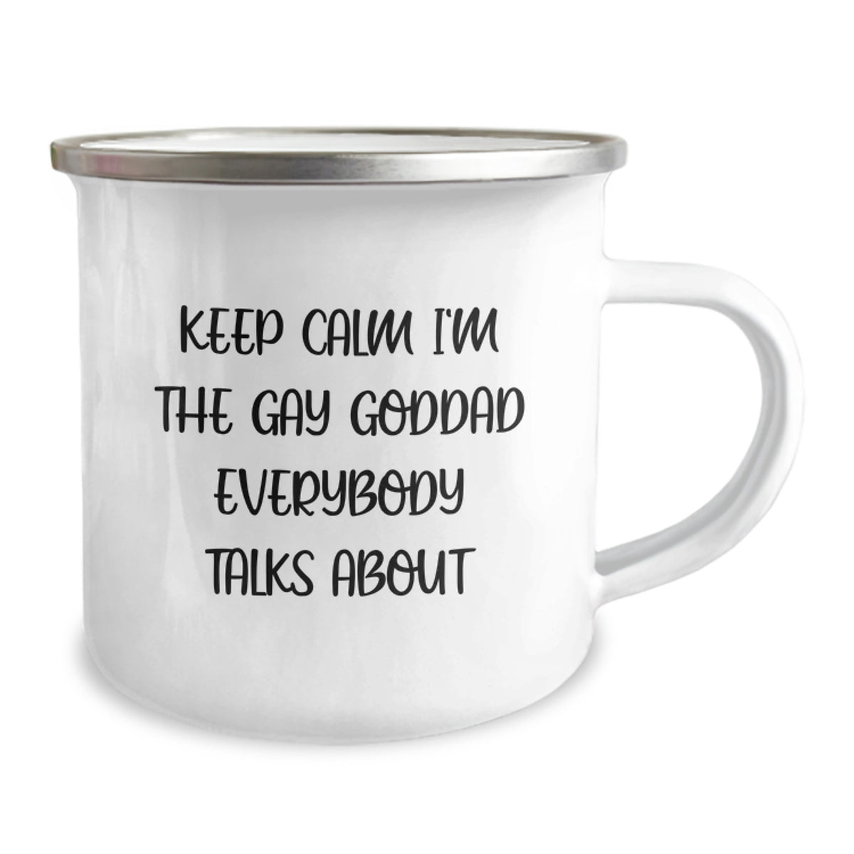 Funny Gay Goddad Camping Mug, Gift from Men to Men for Valentine's, Perfect for Dad's Coffee, 12 oz Stainless Steel Enamel - Image 2