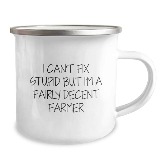 Funny Farmer Gifts for Graduation - Camping Mug with Inspirational Quote 'I Can't Fix Stupid But I'm A Fairly Decent Farmer' - Gifts from Friends to Family - Image 2