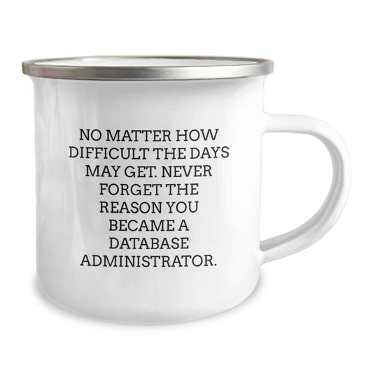 Funny Database Administrator Gifts, Camping Mug for Graduation Day from Family, 'No Matter How Difficult The Days May Get' - Image 2
