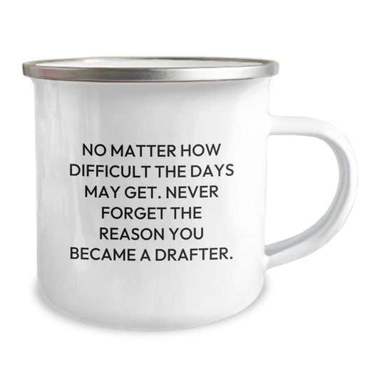 Gifts from Family for the Inspirational Drafter, Unique Graduation Cheers with Funny Camping Mug, No Matter How Difficult The Days May Get. Never Forget The Reason You Became A Drafter. - Image 2