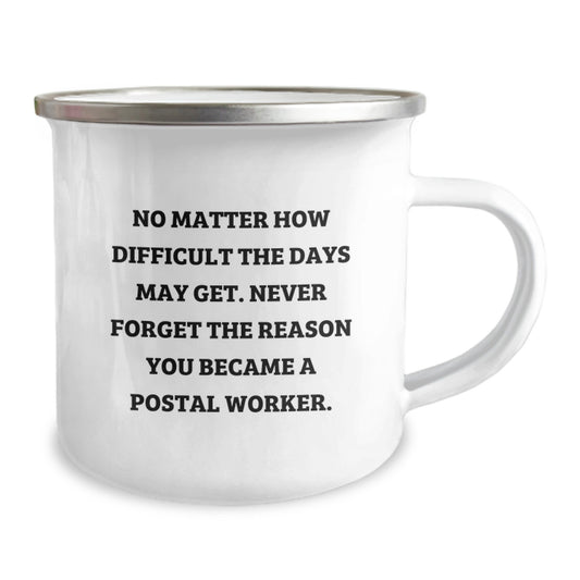 Funny Postal Worker Gifts for Men - 'Never Forget Why You Became a Postal Worker' Inspirational Camping Mug - Image 2