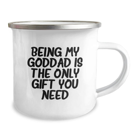 Gifts from Goddads, Camping Mugs for Men, Funny Valentine's Gifts for Dad, 'Being My Goddad Is The Only Gift You Need' Enamel Mug - Image 2