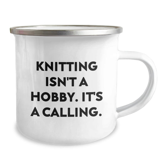 Funny Knitting Lover Gifts for Graduation Friends and Family - Unique Camping Mugs - 'Knitting Isn't A Hobby. It's A Calling.' - Image 2