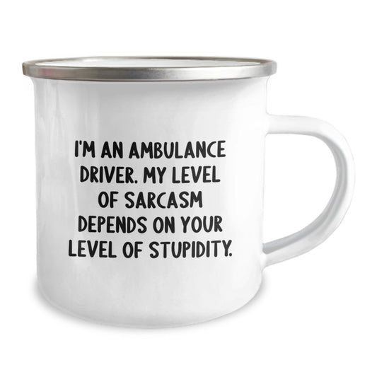 Funny Ambulance Driver Gifts from Men for Ambulance Driver Husband Graduation Unique Gifts, Ambulance Driver Camping Mug, Sarcasm Level Gift for Ambulance Driver Men - Image 2